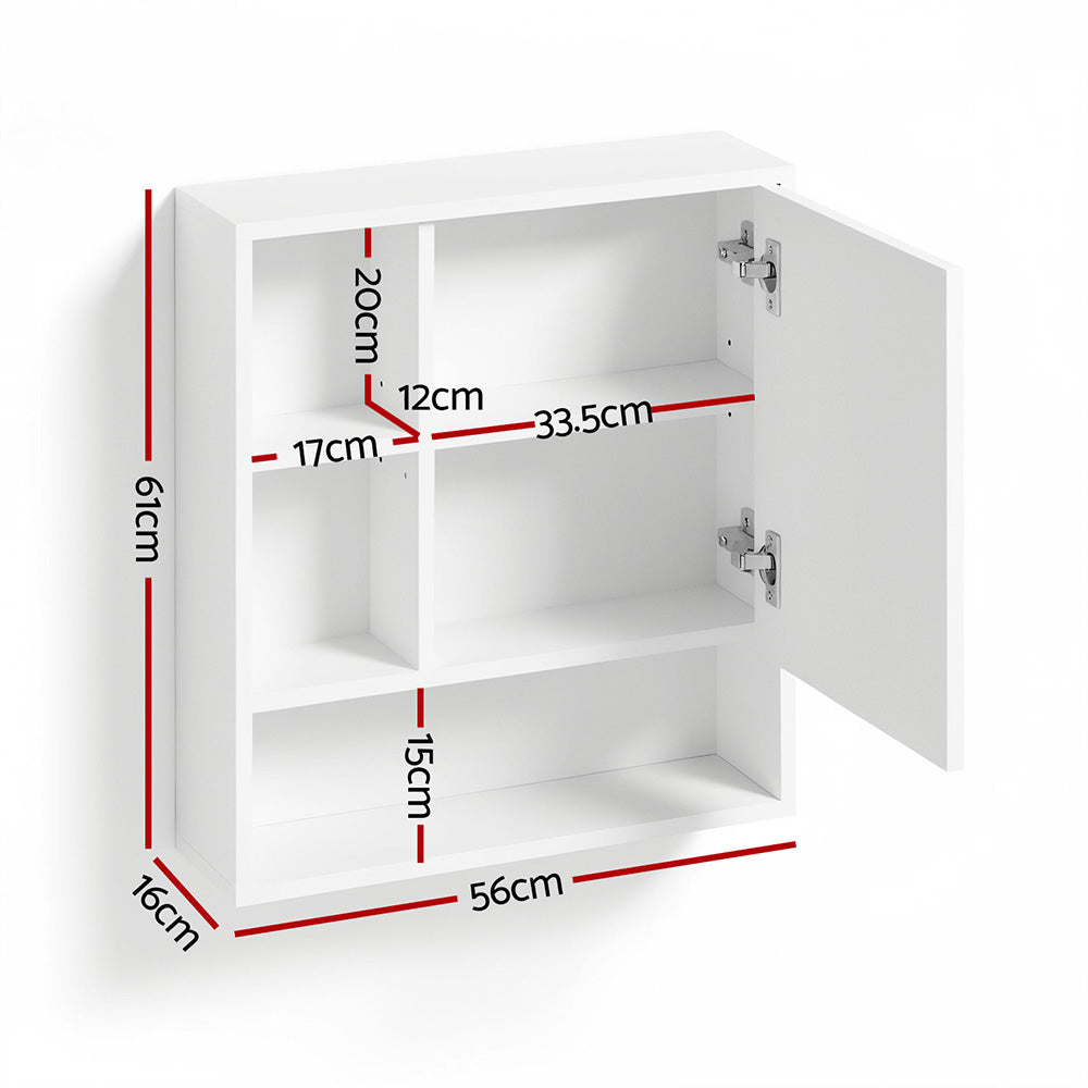 Cefito Bathroom Mirror Cabinet Mirrored Medicine Adjustable Shelf Wall Mounted 560mm White Awezingly