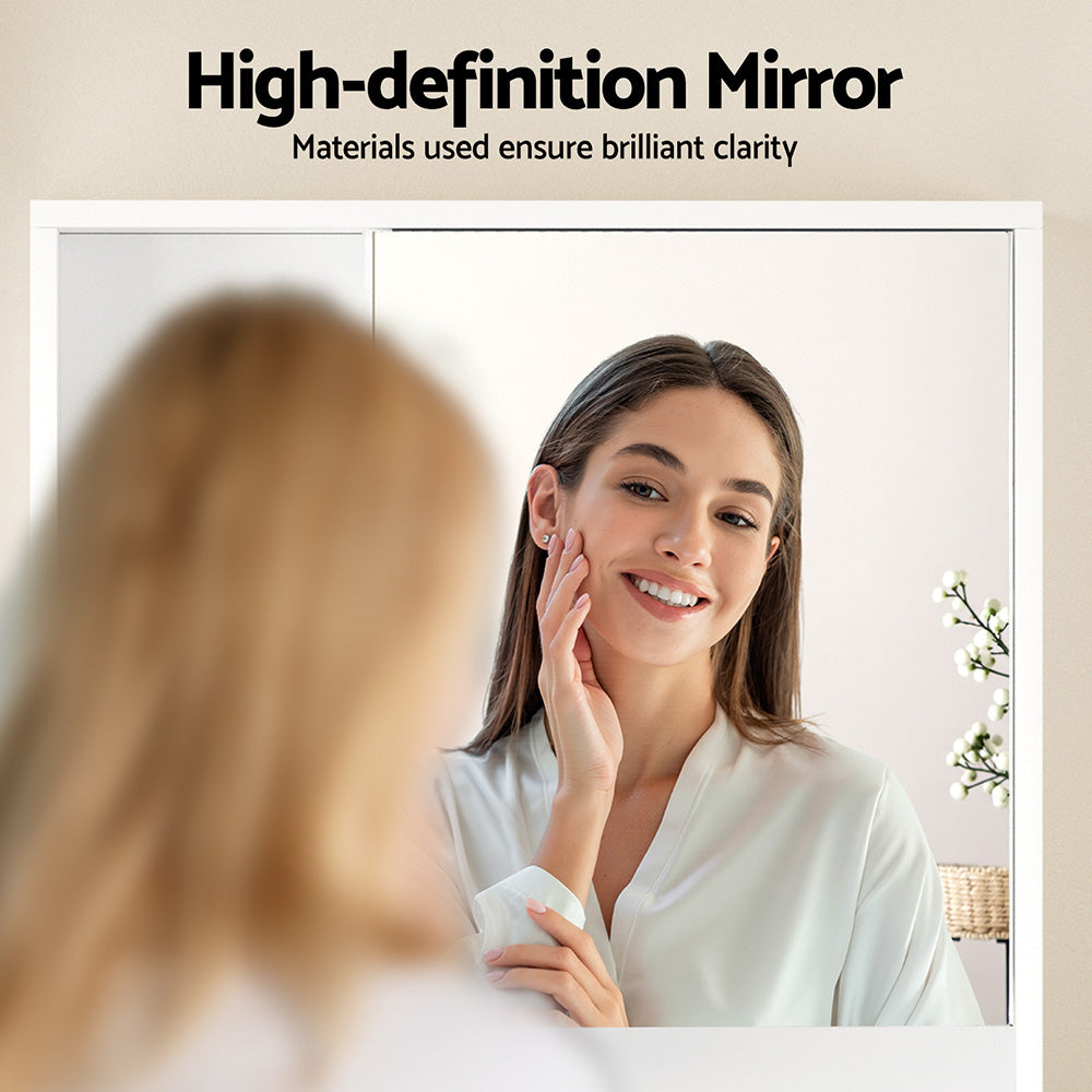 Cefito Bathroom Mirror Cabinet Mirrored Medicine Adjustable Shelf Wall Mounted 560mm White Awezingly