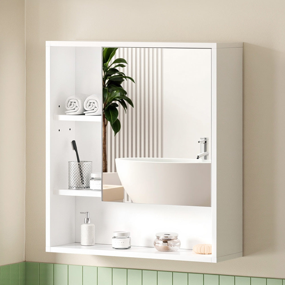 Cefito Bathroom Mirror Cabinet Mirrored Medicine Adjustable Shelf Wall Mounted 560mm White Awezingly