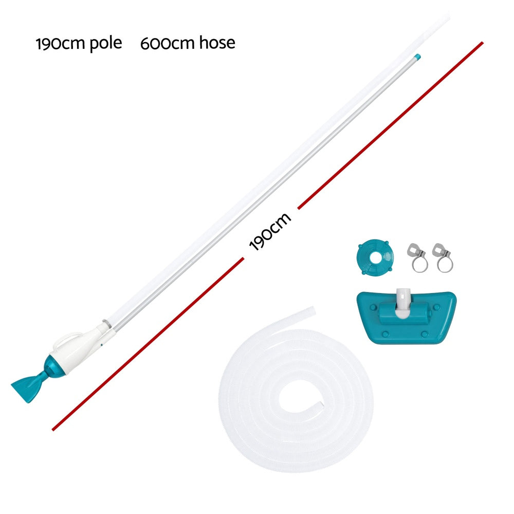 Bestway Pool Cleaner 2 Cleaning Heads Vacuum 6m Hose 1.9m Aluminium Pole Awezingly
