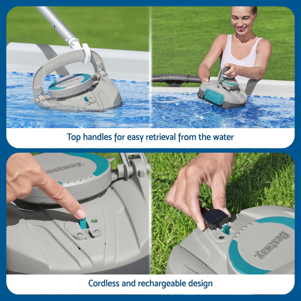 Bestway Robotic Pool Cleaner Cordless Automatic Robot Clean Swimming Pools Floor Awezingly