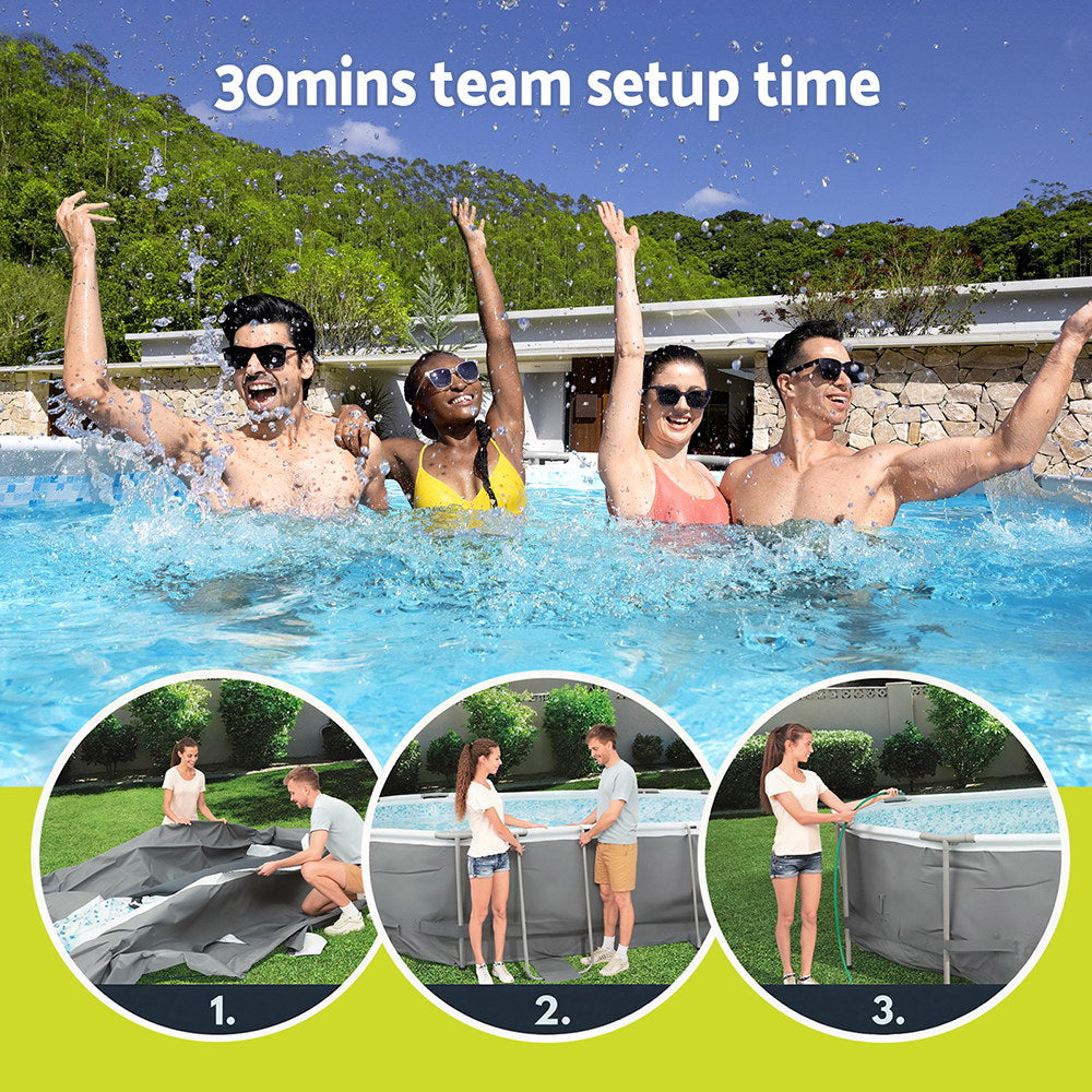 Bestway 488x305x107cm Swimming Pool Steel Frame Set w/ Pump Filter Ladder Cover Awezingly