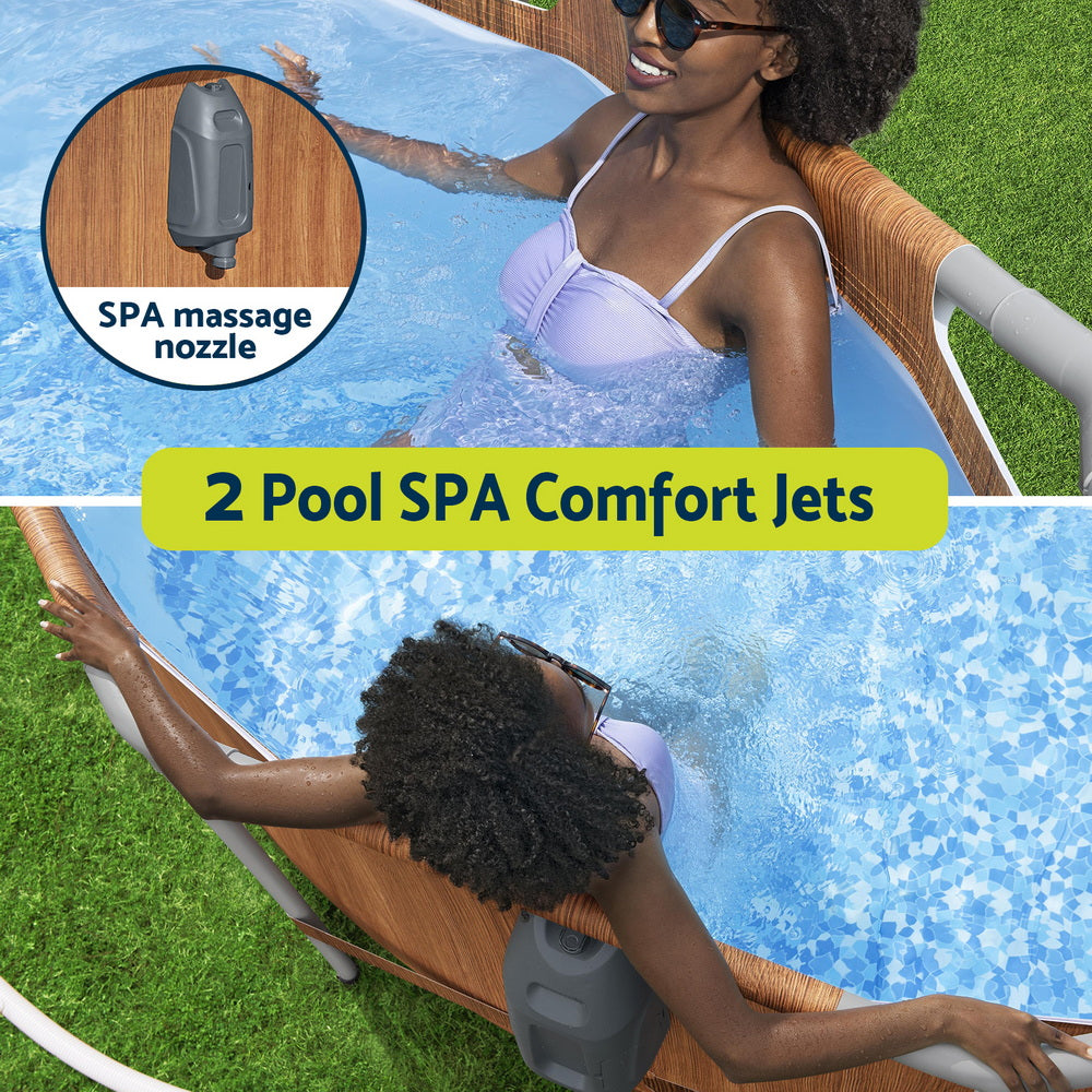 Bestway Swimming Pool Steel Frame Luxury Pool & SPA Massage Set 6.1x3.66x1.22m Awezingly