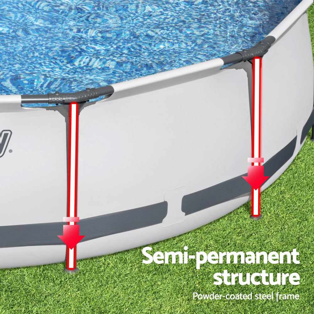 Bestway 366cm Swimming Pool Above Ground Pools Round Filter Pump Cover Ladder Awezingly