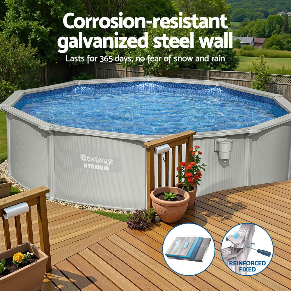 Bestway Swimming Pool Steel Frame Round Pool Set 457cm w/ Filter Ladder 17430L Awezingly