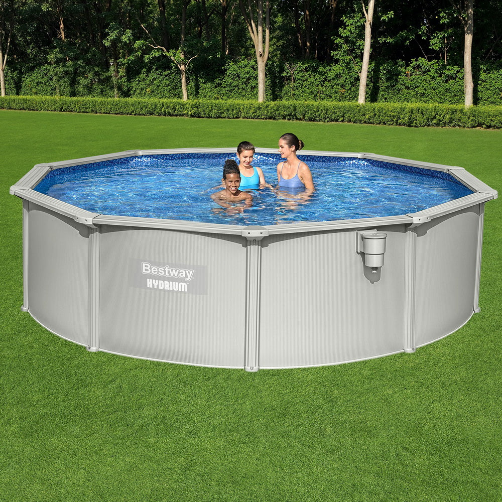 Bestway Swimming Pool Steel Frame Round Pool Set 457cm w/ Filter Ladder 17430L Awezingly