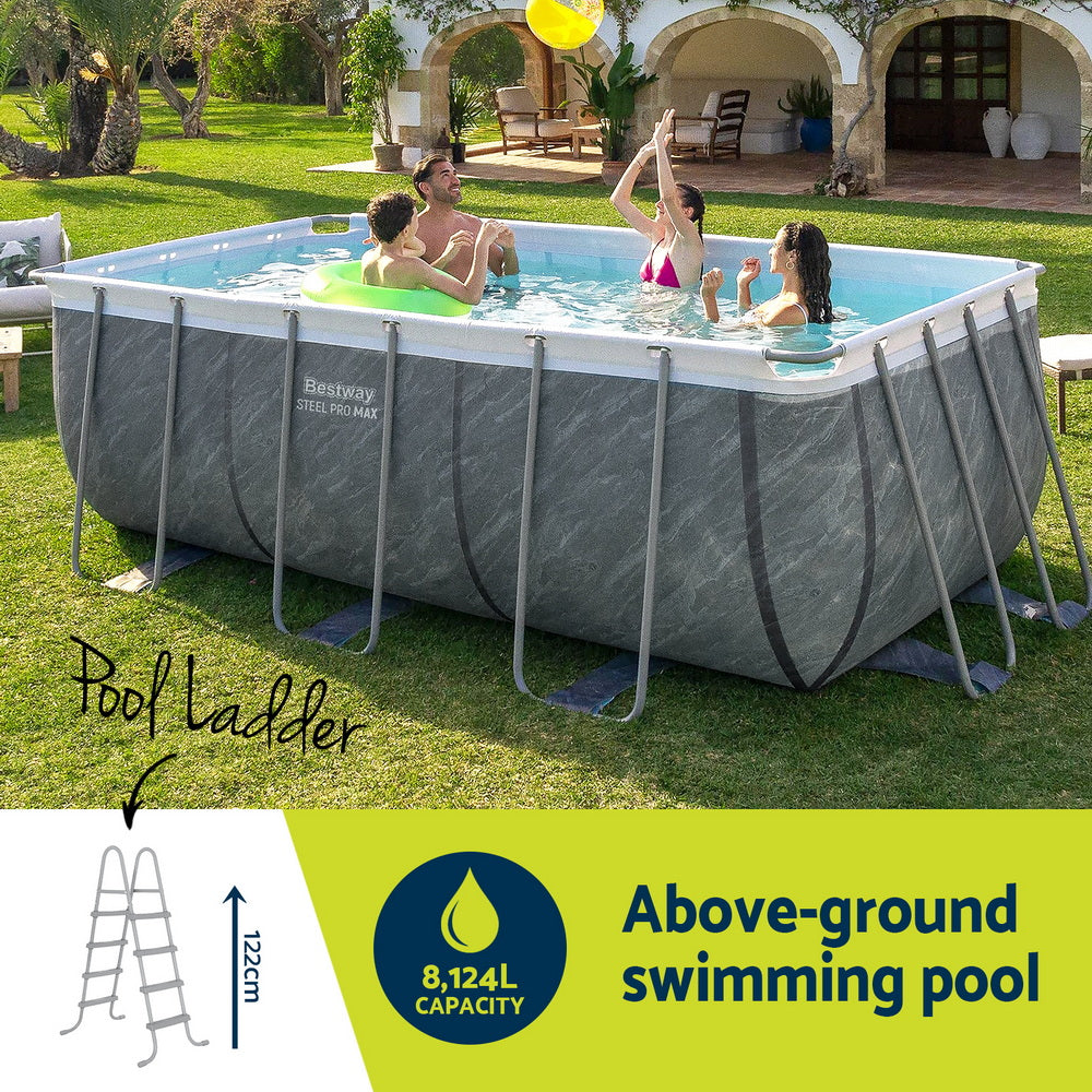 Bestway Swimming Pool 412x201x122cm Steel Frame Pool Set w/Pump Ladder Awezingly