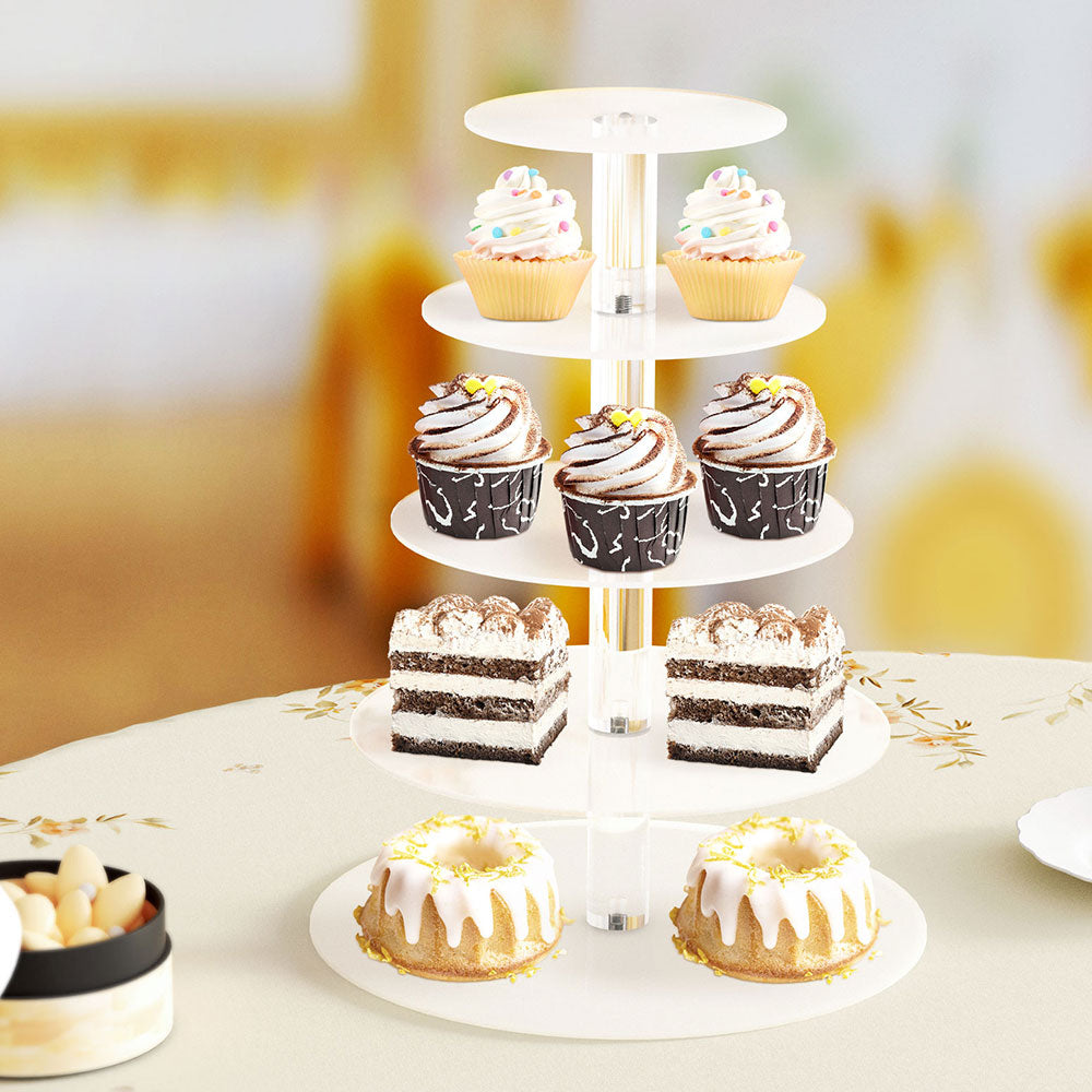 5-Star Chef Cake Stand 5 Tiers Acrylic Holder Display Round Clear Wedding Party Does not apply