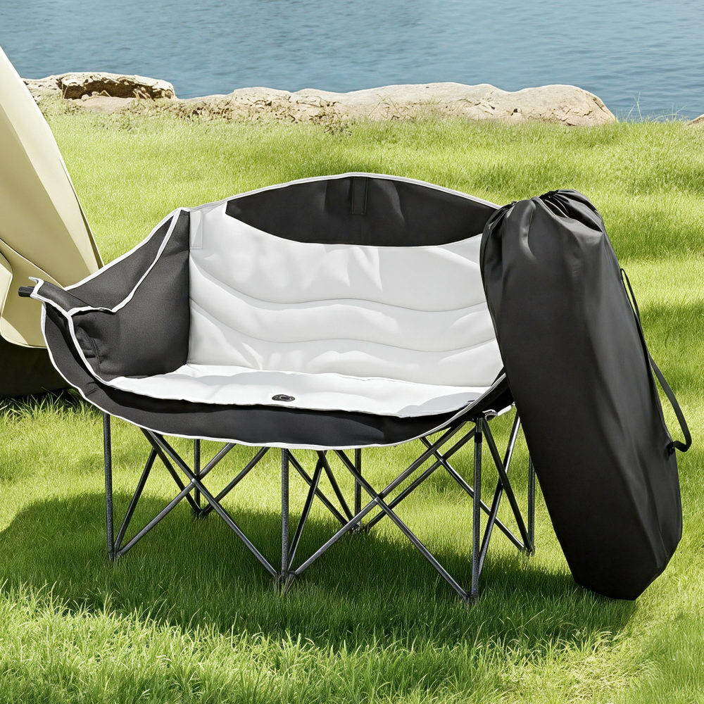 Weisshorn Camping Chair Double Folding Moon Chair Portable Seat 240KG Awezingly