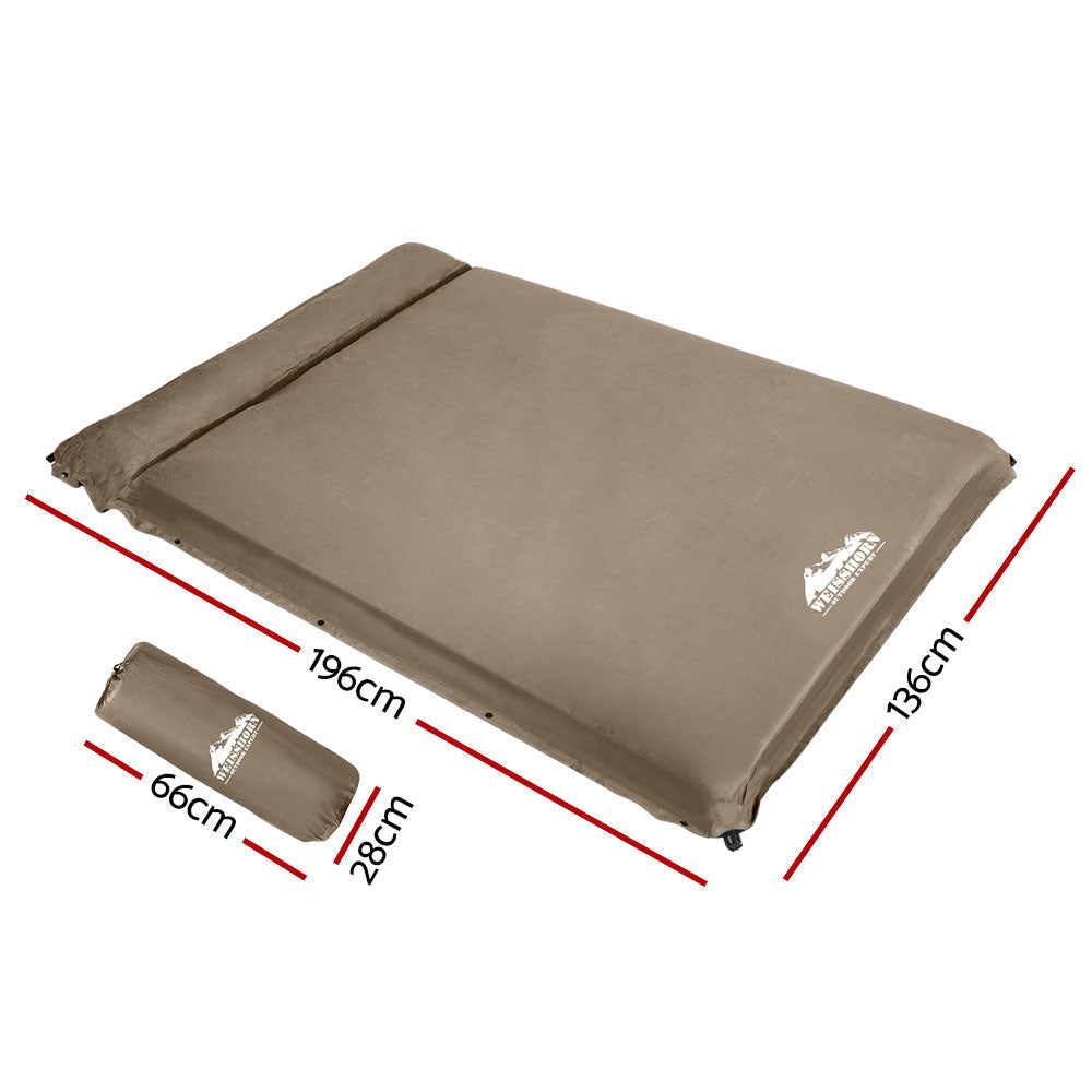Weisshorn Double Size Self Inflating Mattress Mat 10CM Thick Coffee Weisshorn