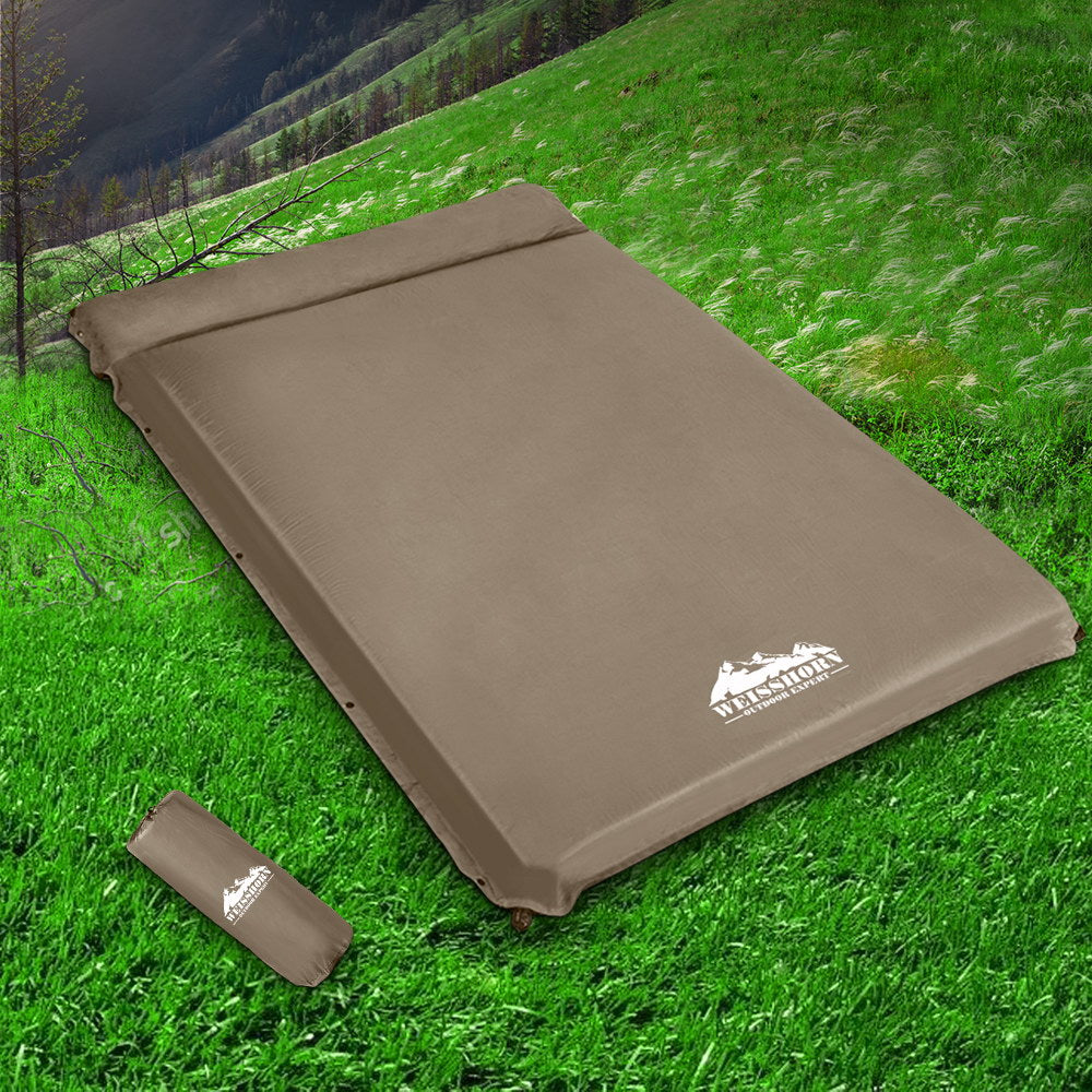 Weisshorn Double Size Self Inflating Mattress Mat 10CM Thick Coffee Weisshorn