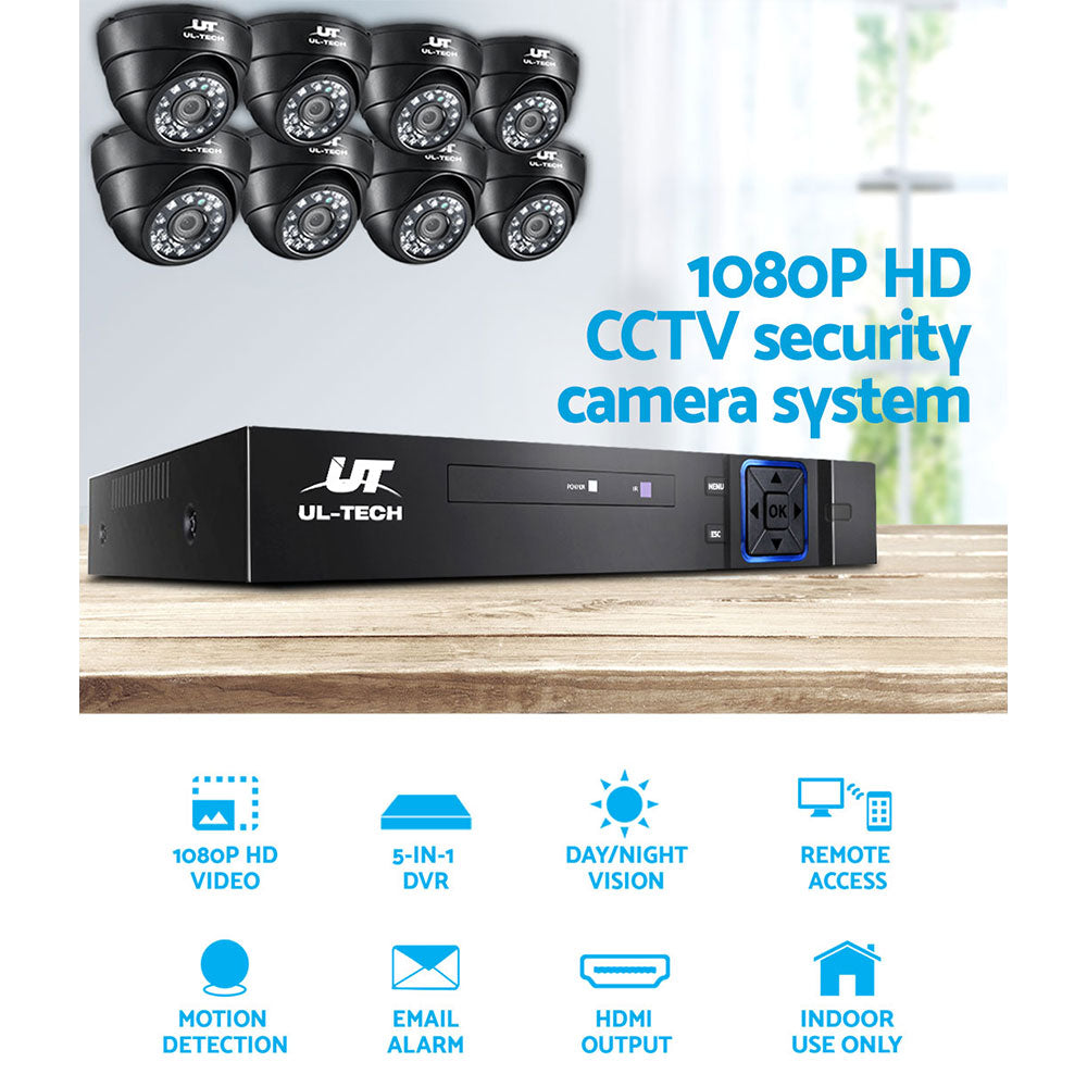 UL-tech CCTV 8 Dome Cameras Home Security System 8CH DVR 1080P 1TB IP Day Night UL-TECH