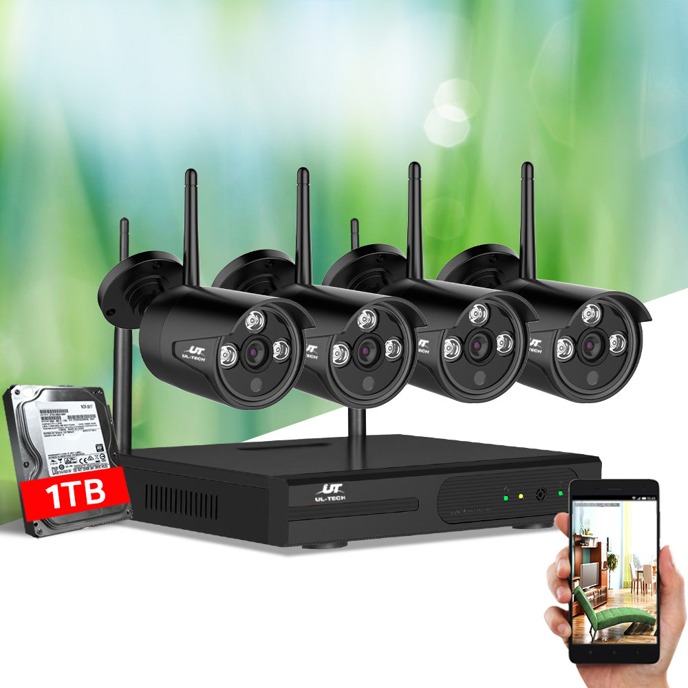UL-tech CCTV Wireless Security Camera System 8CH Home Outdoor WIFI 4 Bullet Cameras Kit 1TB UL-TECH
