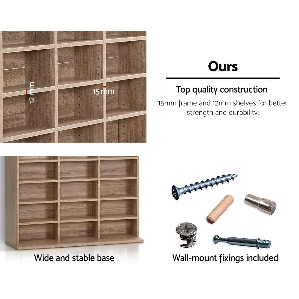 Artiss 528 DVD 1116 CD Storage Shelf Media Rack Stand Cupboard Book Unit Oak Artiss