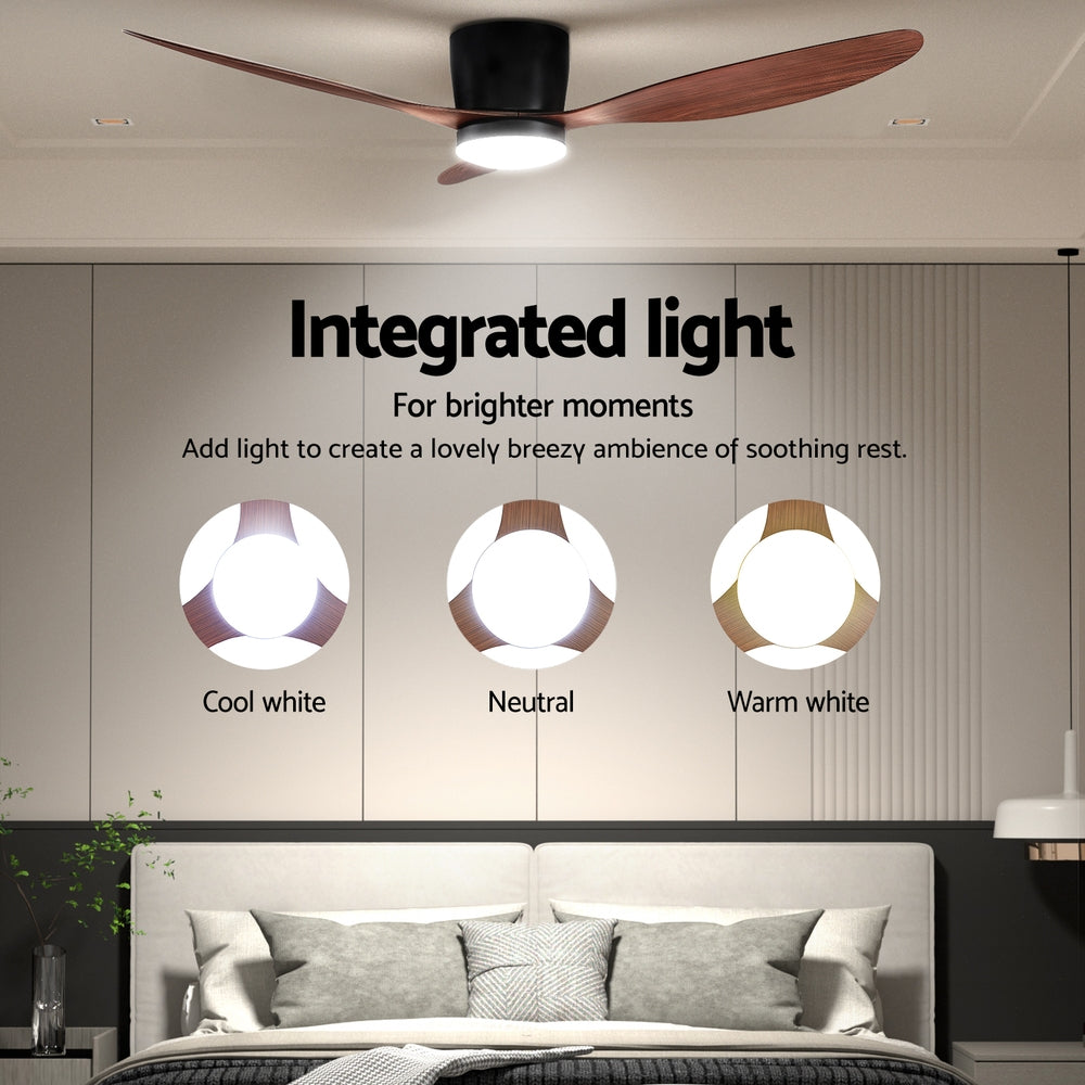 Devanti 52'' Ceiling Fan DC Motor w/Light w/Remote - Dark Wood Awezingly