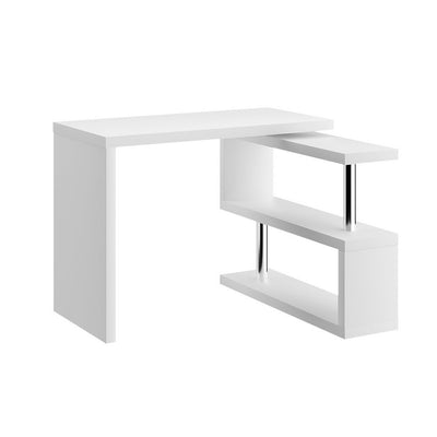 Artiss Rotary Corner Desk with Bookshelf - White