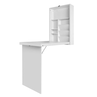 Artiss Foldable Desk with Bookshelf - White