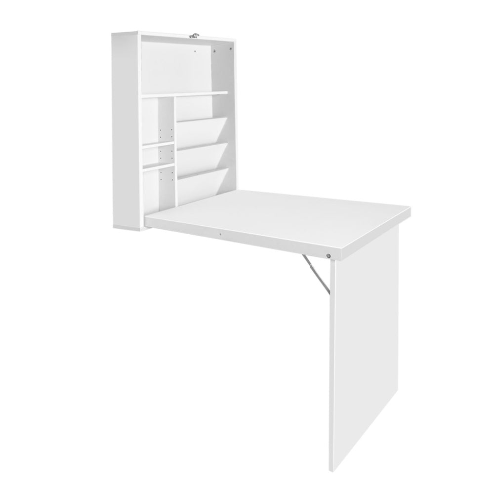 Artiss Foldable Desk with Bookshelf - White Artiss