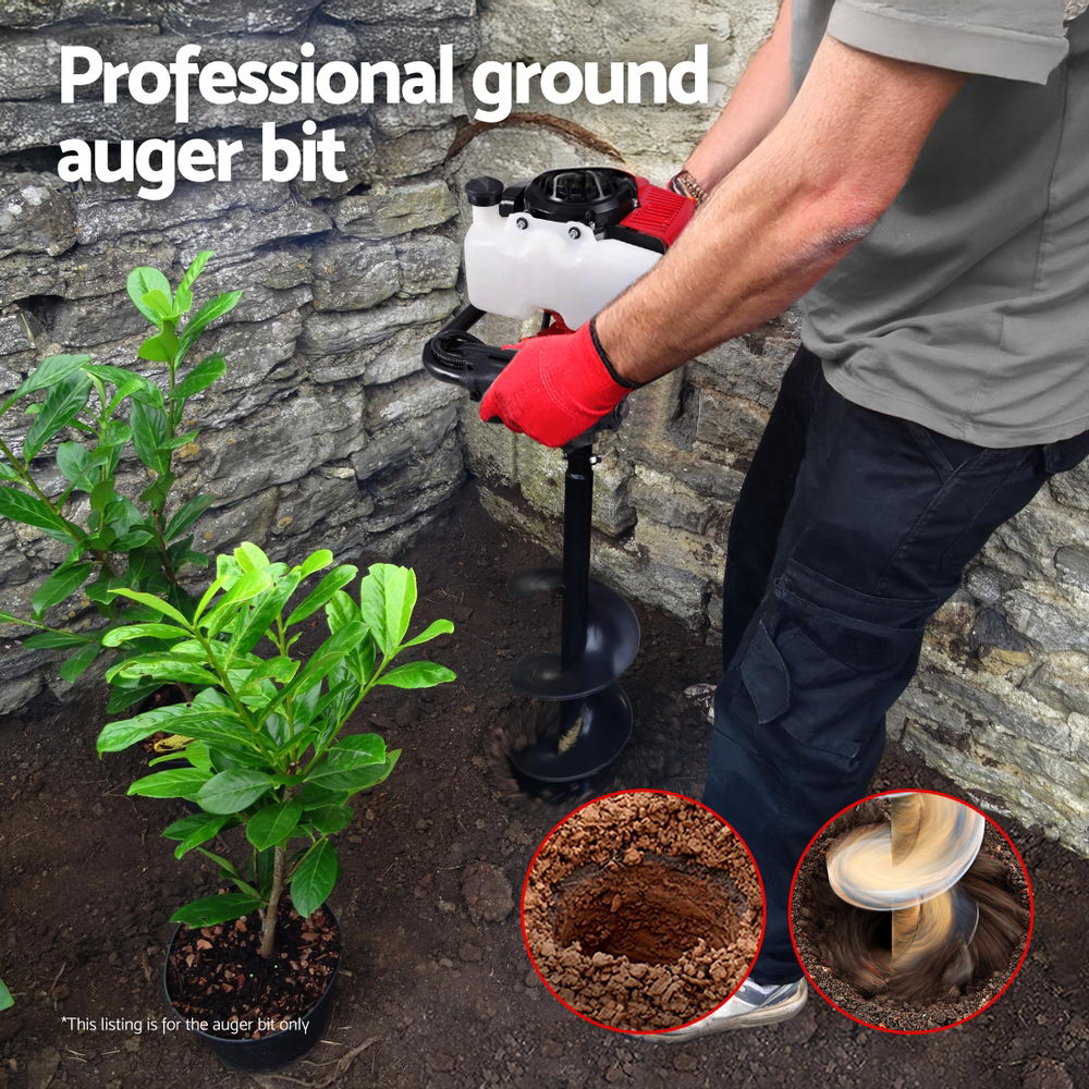 Giantz Post Hole Digger Auger Drill Bit Set 100mm 200mm 300mm Carbon Steel Black Awezingly