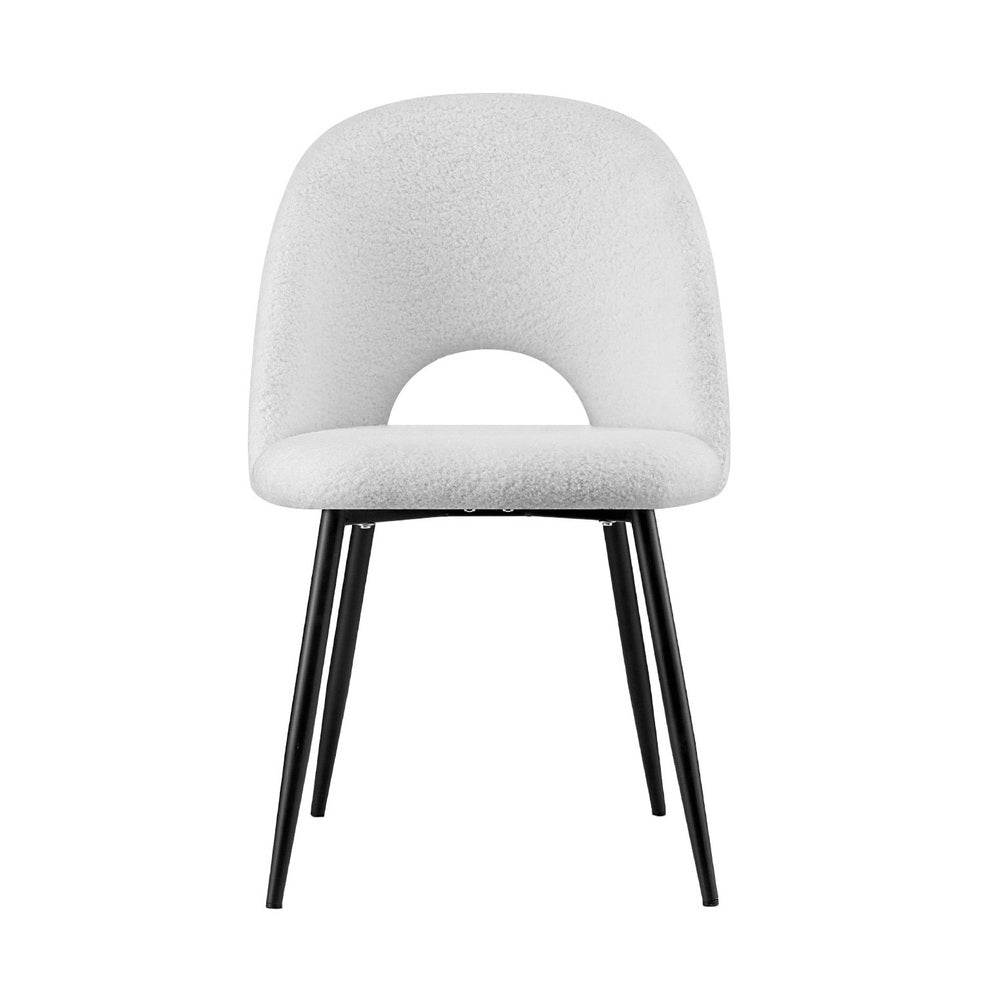 1 Set of 2 Artiss Dining Chair Boucle Sherpa Artiss