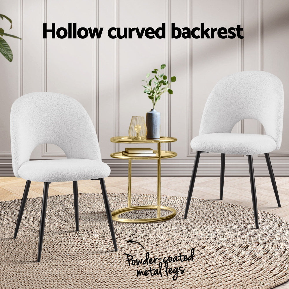 1 Set of 2 Artiss Dining Chair Boucle Sherpa Artiss