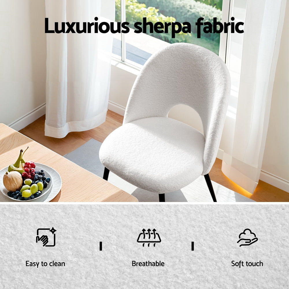 1 Set of 2 Artiss Dining Chair Boucle Sherpa Artiss