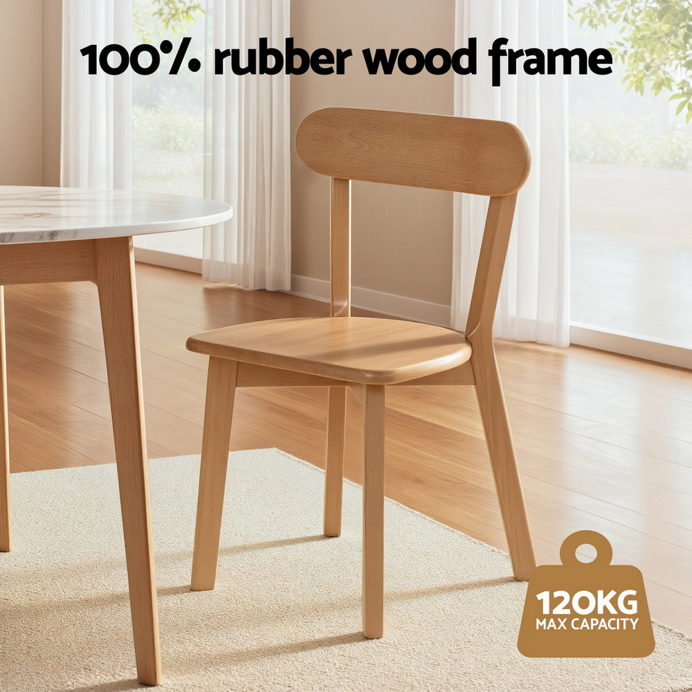 Artiss 2x Dining Chairs Wooden Kitchen Accent Chair Cafe Lounge Rubber Wood Awezingly