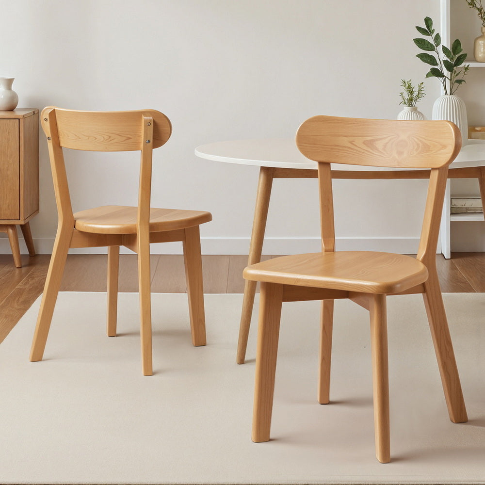 Artiss 2x Dining Chairs Wooden Kitchen Accent Chair Cafe Lounge Rubber Wood Awezingly
