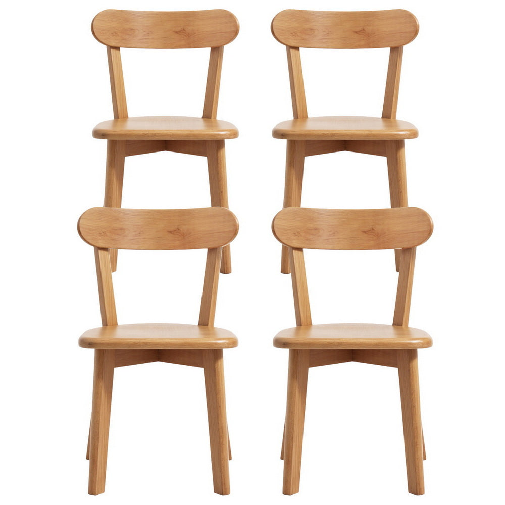 Artiss 4x Dining Chairs Wooden Kitchen Accent Chair Cafe Lounge Rubber Wood Awezingly