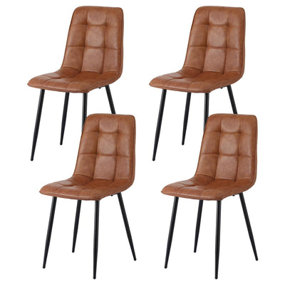 Artiss 4x Dining Chairs Retro PU Leather Kitchen Lounge Cafe Accent Chair Brown