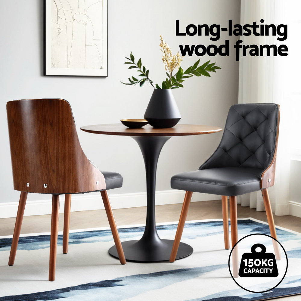 1 Set of 2 Artiss Dining Chairs Black PU Artiss