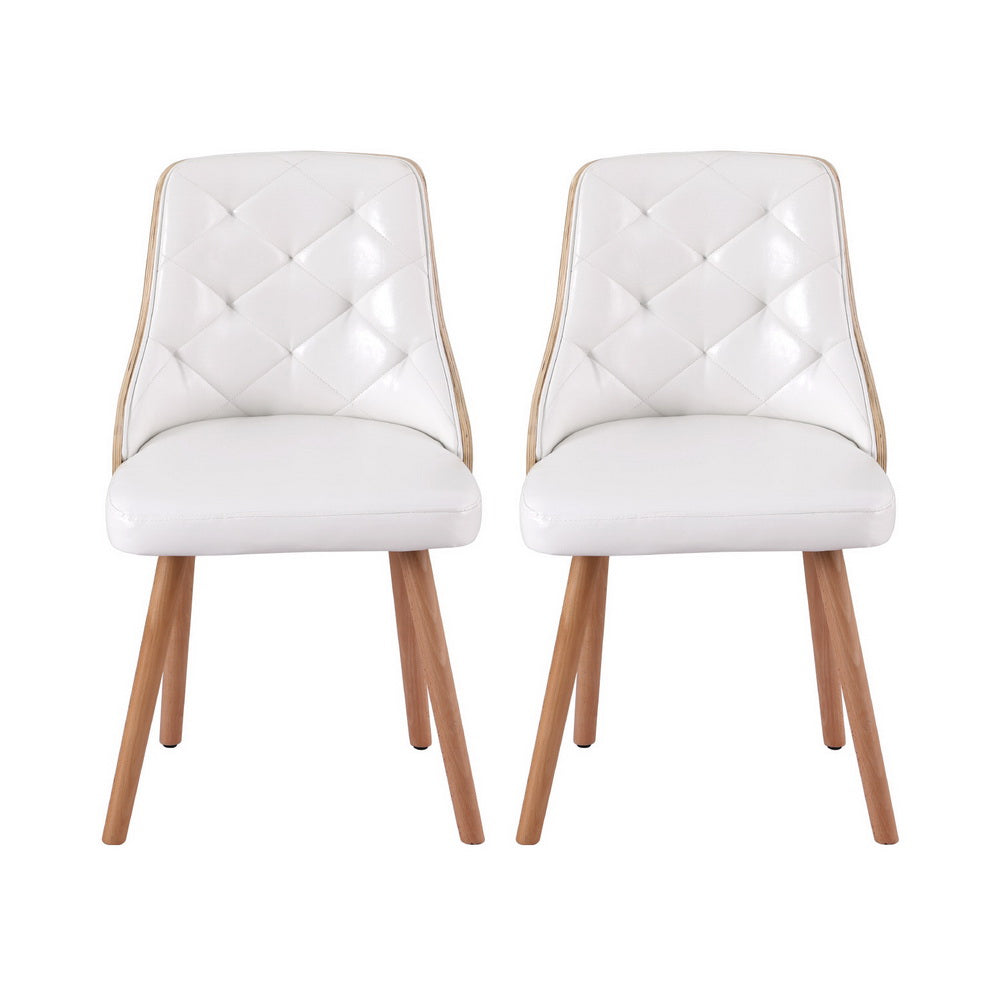 1 Set of 2 Artiss Dining Chairs White PU Artiss