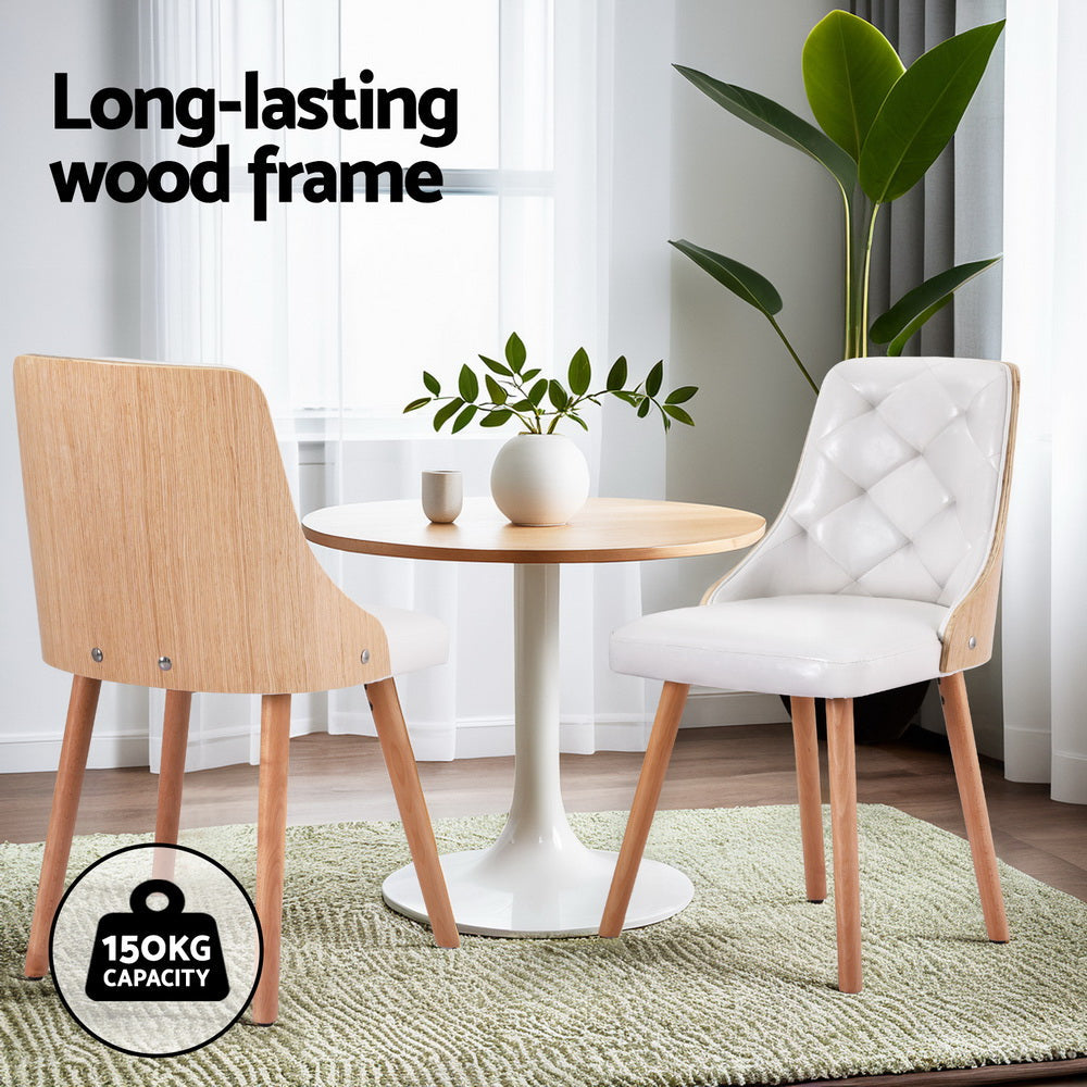 1 Set of 2 Artiss Dining Chairs White PU Artiss