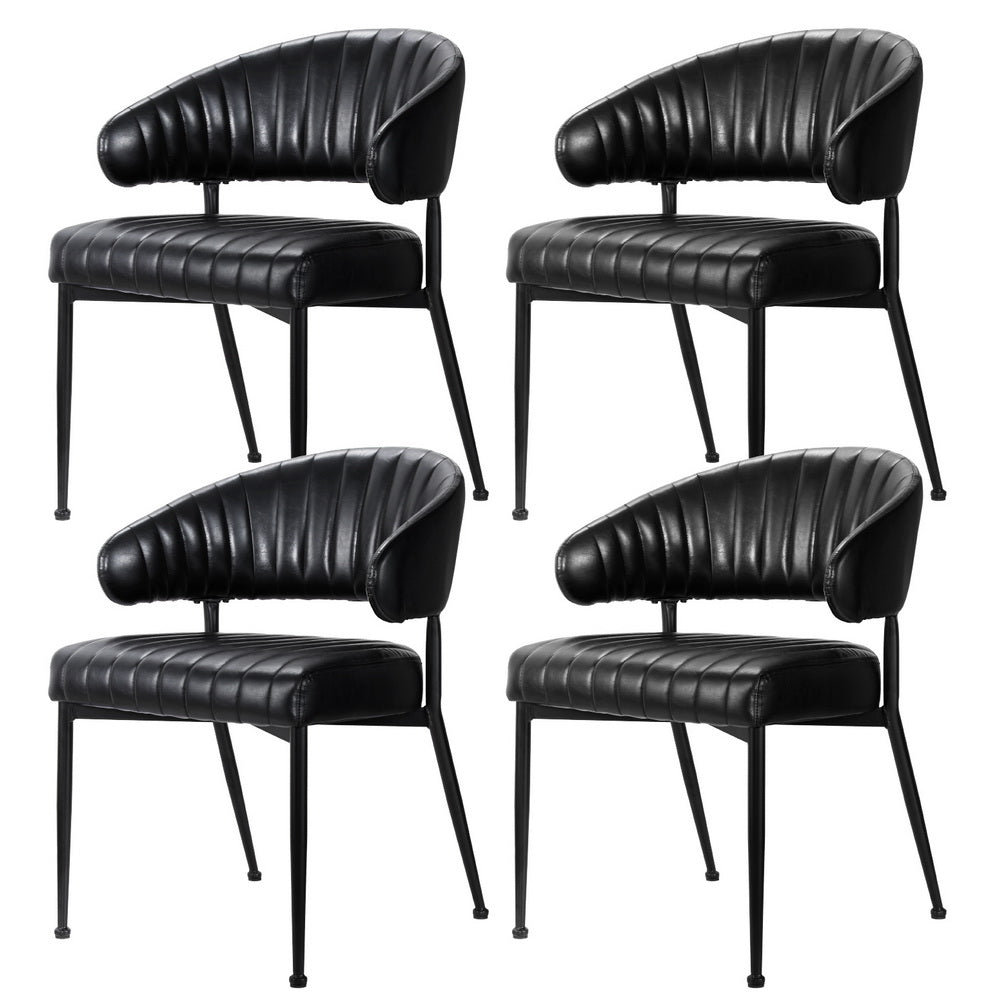 Artiss Dining Chairs Set of 4 Leather Hollow Armchair Black Artiss