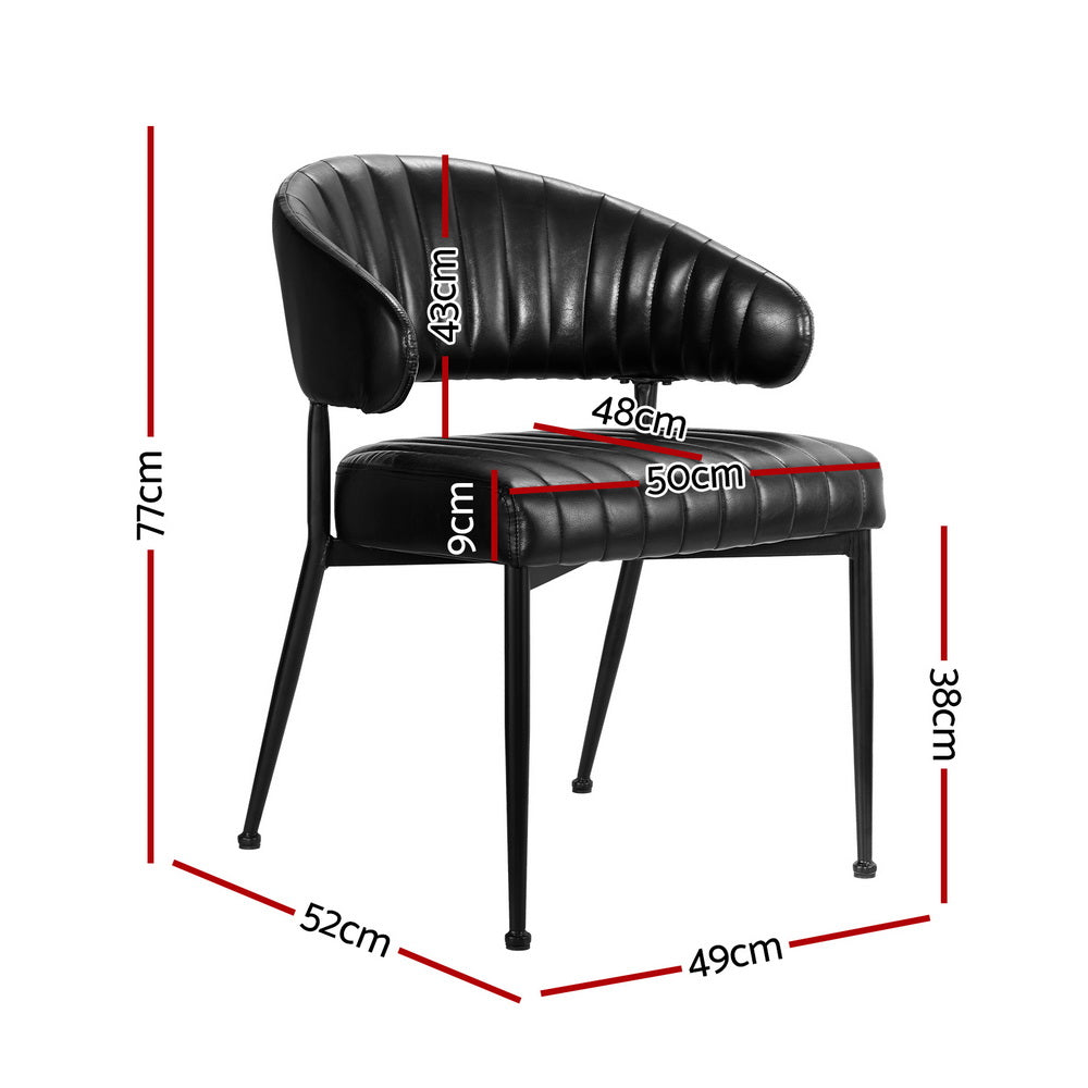 Artiss Dining Chairs Set of 4 Leather Hollow Armchair Black Artiss