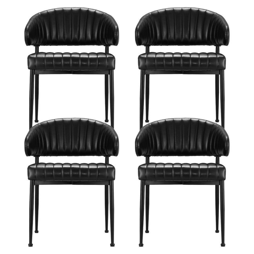 Artiss Dining Chairs Set of 4 Leather Hollow Armchair Black Artiss