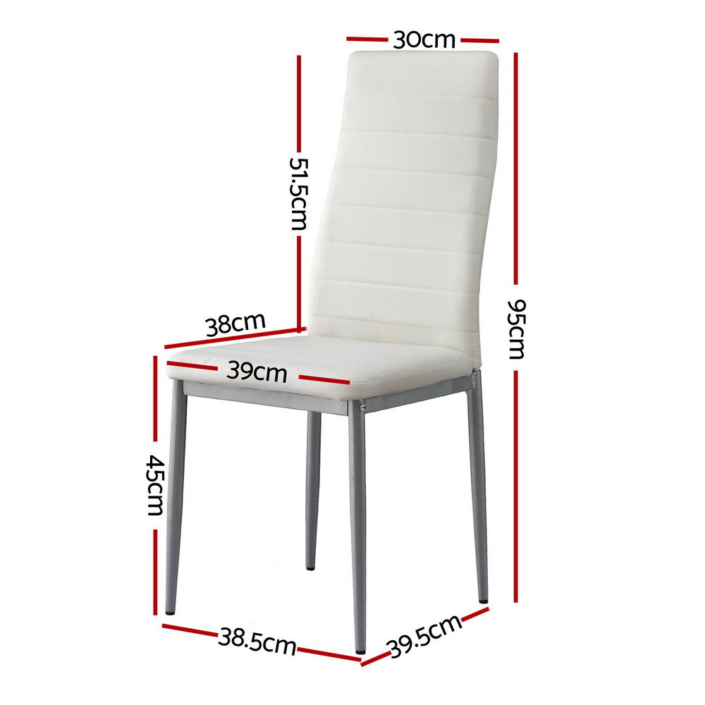 Artiss Dining Chairs Set of 4 Leather Channel Tufted White Artiss