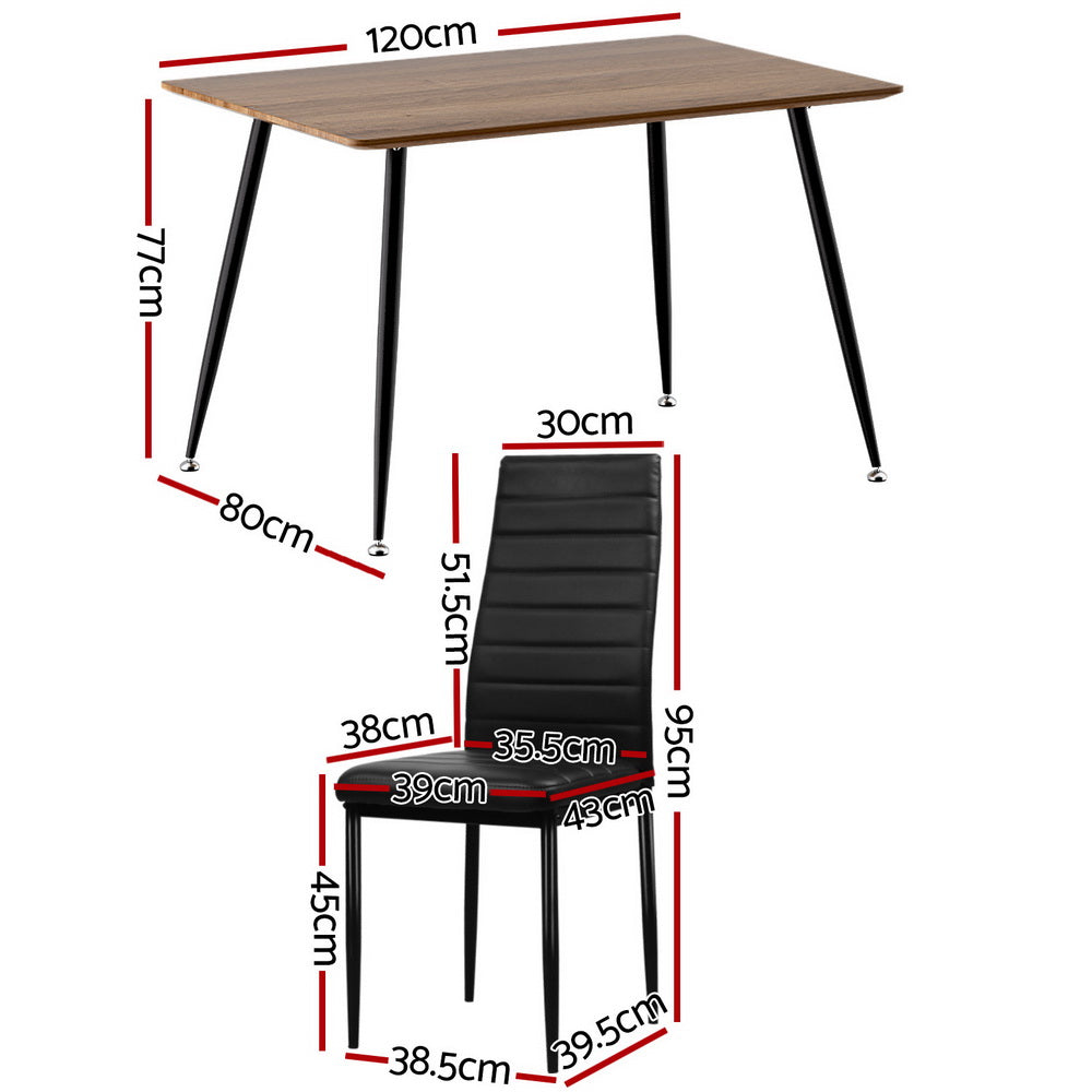 1 Artiss Dining Table and 4 Chairs Set Rectangle Metal Artiss