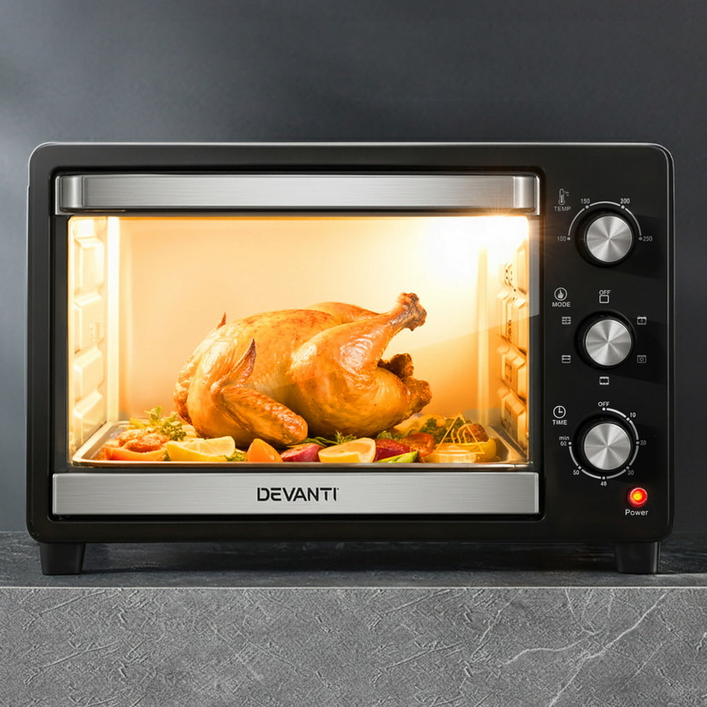 Devanti 30L Convection Oven Electric Fryer Ovens 1600W Awezingly