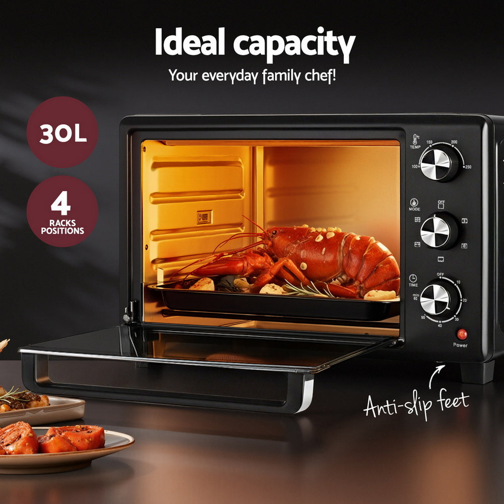 Devanti 30L Convection Oven Electric Fryer Ovens 1600W Awezingly