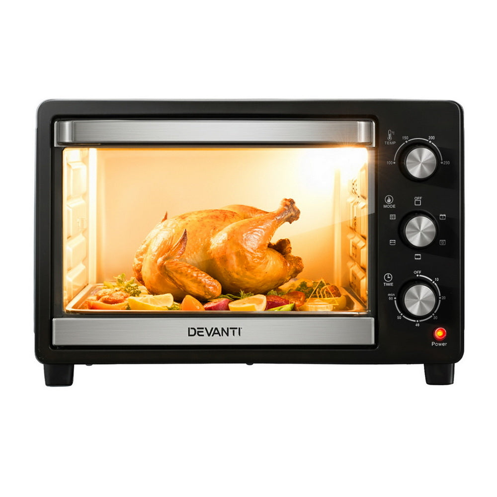 Devanti 30L Convection Oven Electric Fryer Ovens 1600W Awezingly