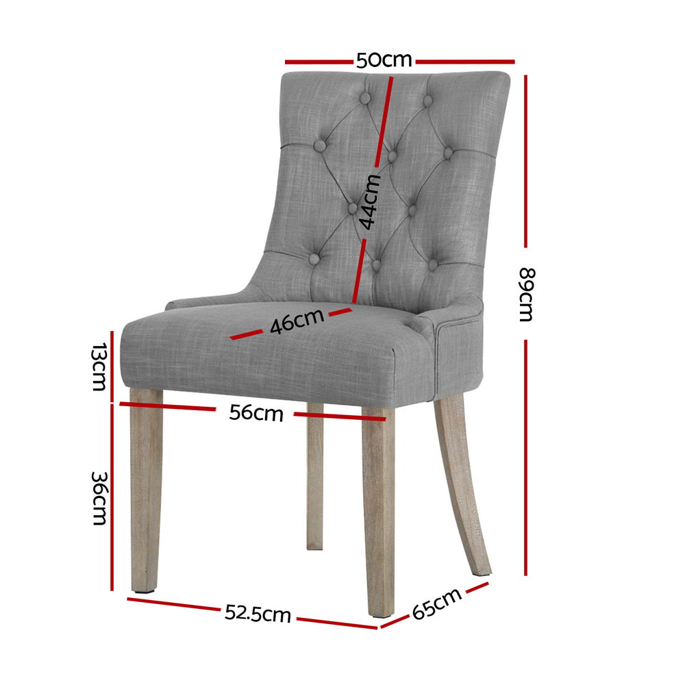Artiss Dining Chairs Set of 4 Linen French Provincial Grey Artiss