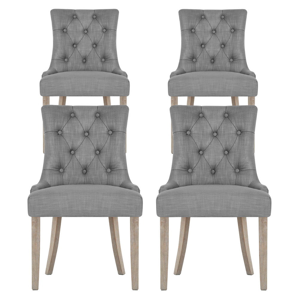 Artiss Dining Chairs Set of 4 Linen French Provincial Grey Artiss