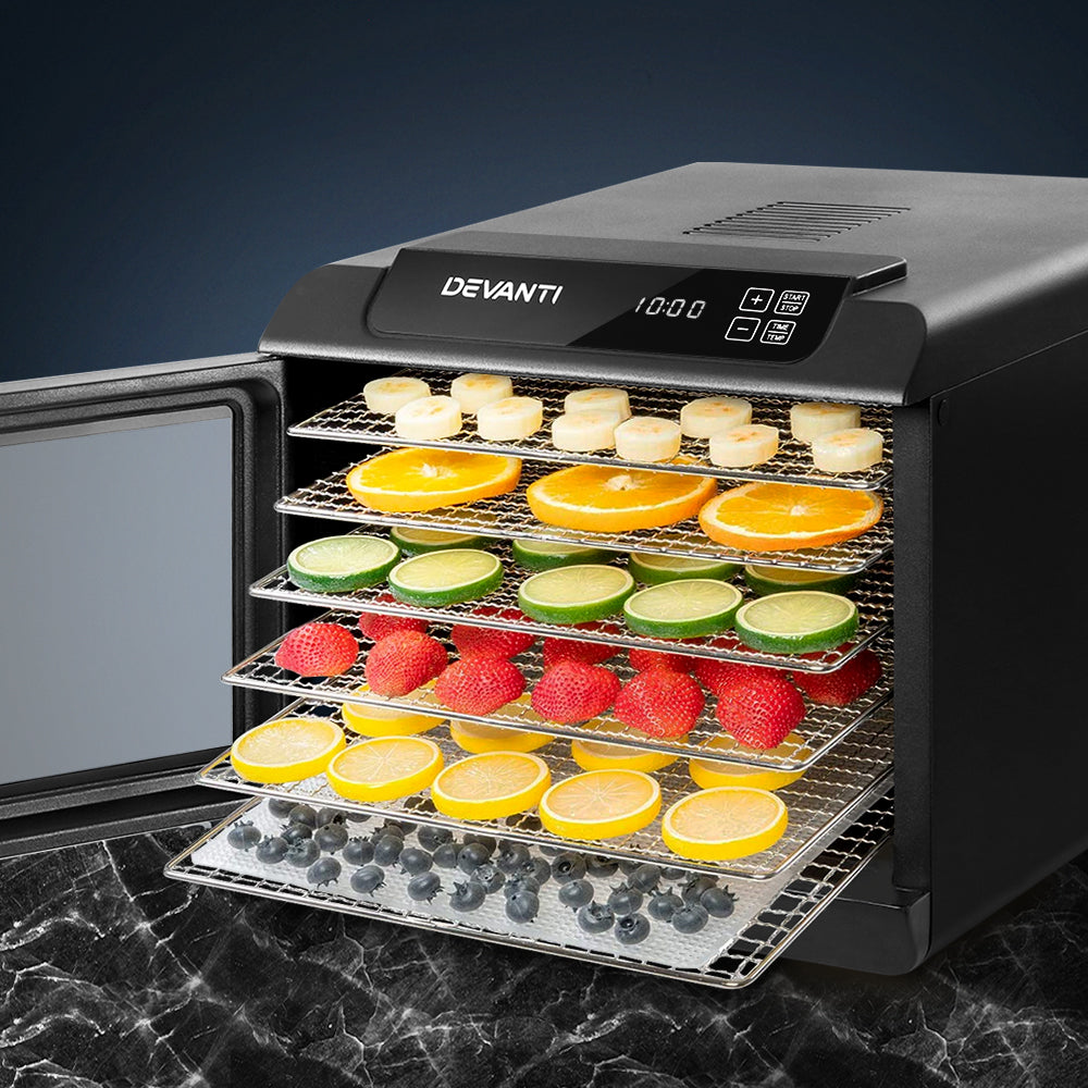Devanti 6 Tray Food Dehydrators Commercial Beef Jerky Maker Fruit Dryer Black Devanti