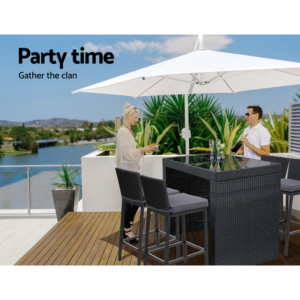 Gardeon Outdoor Bar Set Table Chairs Stools Rattan Patio Furniture 4 Seaters Gardeon