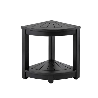 Gardeon Outdoor Coffee Side Table HDPE Desk Corner Shower Stool Bench Seat with Storage Shelf Black