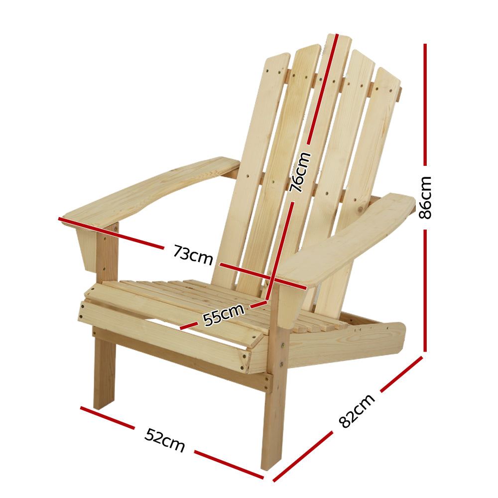 Gardeon Outdoor Sun Lounge Beach Chairs Table Setting Wooden Adirondack Patio Chair Light Wood Tone Gardeon
