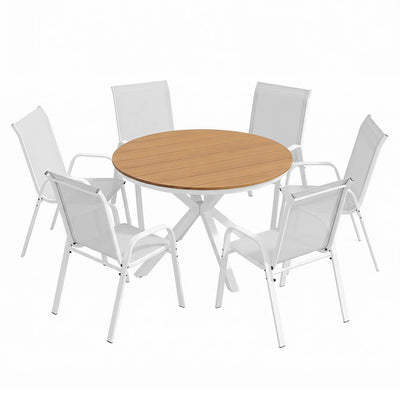 Gardeon 7PCS Outdoor Dining Set Table and Chairs Patio Garden Furniture Steel