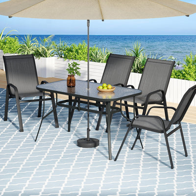 Gardeon 5PC Outdoor Dining Set Table and Chairs Patio Furniture Bistro Set Garden Grey