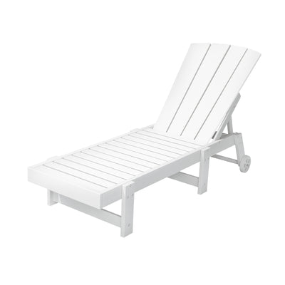 Gardeon Sun Lounge Beach Chair HDPE Adirondack Lounger Patio Outdoor Furniture with Wheels White